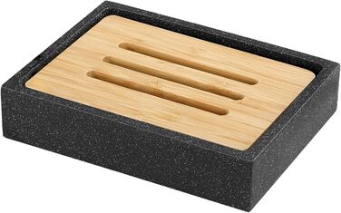 Миска для мила Luxspire з кераміки, антиковзна, білий мармур, для ванної кімнати, душу та кухні, тримач для мила, мильниця, чорний гравій (прямокутна)