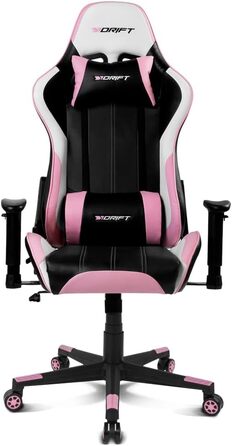 Ігрове крісло DRIFT DR175PINK, екошкіра, 2D-підлокітники, клас 4, рожево-чорне