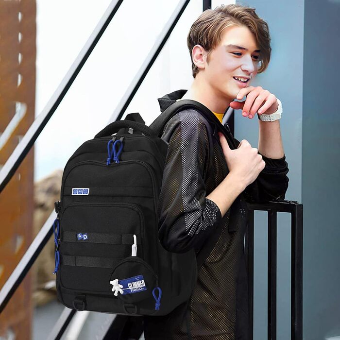 Шкільний рюкзак для дівчаток-підлітків, водонепроникний, легкий, великої місткості, модний, для школи або подорожей (чорний)