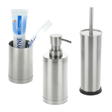 Relaxdays 3-Piece Bathroom Set Stainless Steel