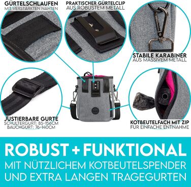 Лекарство для собак HUND IST KÖNIG Premium - місткий набір для прогулянок та тренувань з дозатором для відходів та електронною книгою (сірий, 16 x 18 x 6 см)