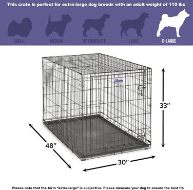 Кія для собак Midwest Homes iCrate Modell 1548DDU, чорний, 122x76x81 см, з піддоном, перегородкою та захисними ніжками