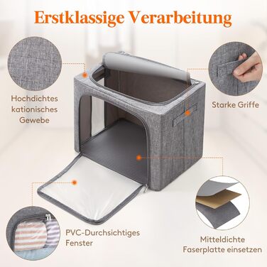 Коробка для зберігання одягу з кришкою Lifewit, сіра, 40л (2 шт.)