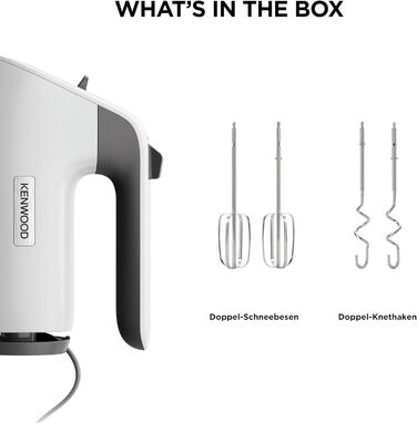 Міксер Kenwood QuickMix+ HMP50.000WH - ручний, 650 Вт, білий, з нержавіючої сталі, для випічки та приготування їжі