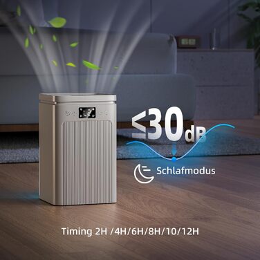 Електричний осушувач повітря 2.2L, портативний, тихий, з таймером 2-12H, 7 кольорів підсвічування, автоматичне відключення, для спальні, підвалу, ванної кімнати (білий)