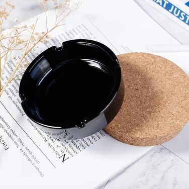 Concept 11 - Outdoor Ashtray Black 11cm | 3 Piece Glass Ashtray | Glass Ashtray 3.5 cm high, Dishwasher Safe, Catering Supplies
