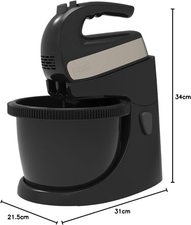 Ручний міксер Black+Decker BXMX500E, 500 Вт, нержавіюча сталь, сірий/чорний, з чашею