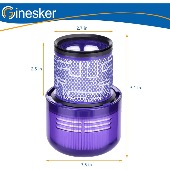 Фільтри для пилососа Dyson V7 V8: комплект 2 шт. HEPA, замінні, для моделей Animal та Absolute (# DY-96566101, DY-96747801)