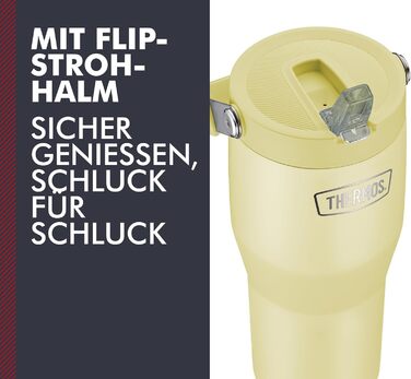 Термос REFRESHING SERIES з подвійними стінками, 0.85л, з трубочкою та ручкою, з нержавіючої сталі, Vanilla Matt