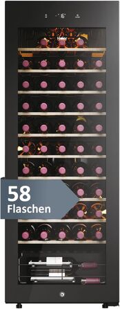 Haier 50 Series 3 Wine Refrigerator - 34 Bottle Wine Cooler with UV Glass Door, 5 Shelves, Wi-Fi & Touch Display, Vibration-Free Storage