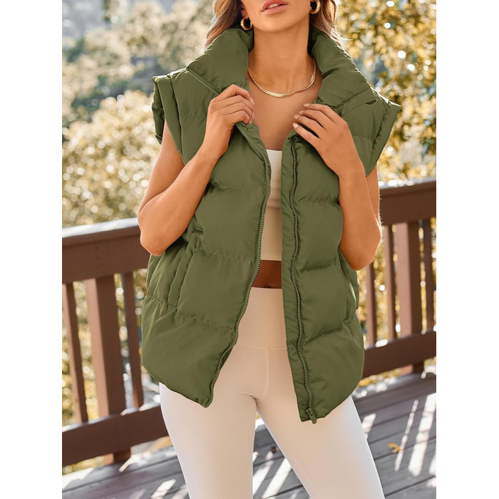 Жіноча пухова куртка AUTOMET, стильна осіння та зимова куртка, пуховий костюм, трендові куртки з рукавами, верхній одяг, зимовий одяг (XL, Зелений (Хакі))