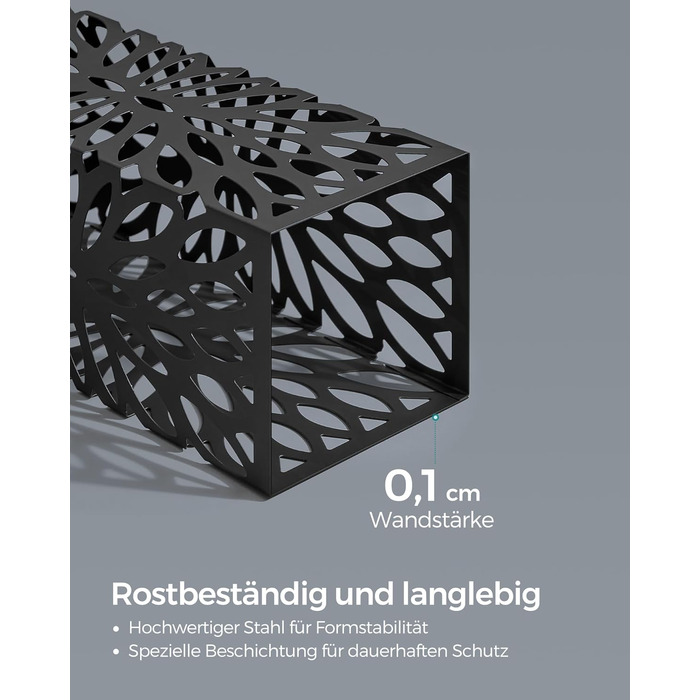 Стійка для парасоль та трекінгових палиць SONGMICS, чорна, металева, з піддоном для води, 4 гачки, 41 см