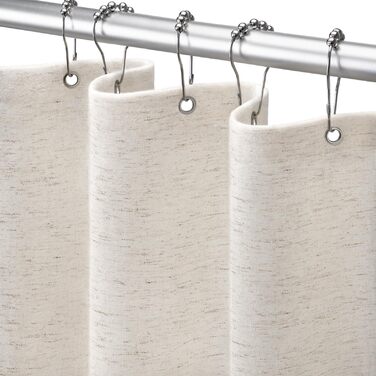 Штора для душу льон 180x200 см, Бохо стиль, водонепроникна, анти-грибок, біла - для ванної кімнати