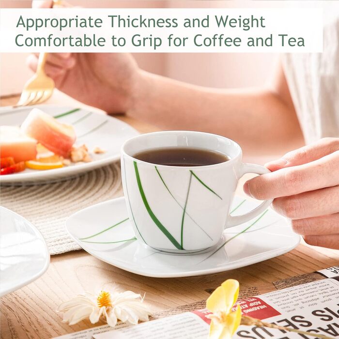 VEWEET Сервіз столовий 'Aviva' з порцеляни, 60 предметів | Комплектний сервіз для 4-12 осіб: тарілки, супові тарілки, десертні тарілки, чашки та блюдця | Комплектний сервіз на 60 предметів