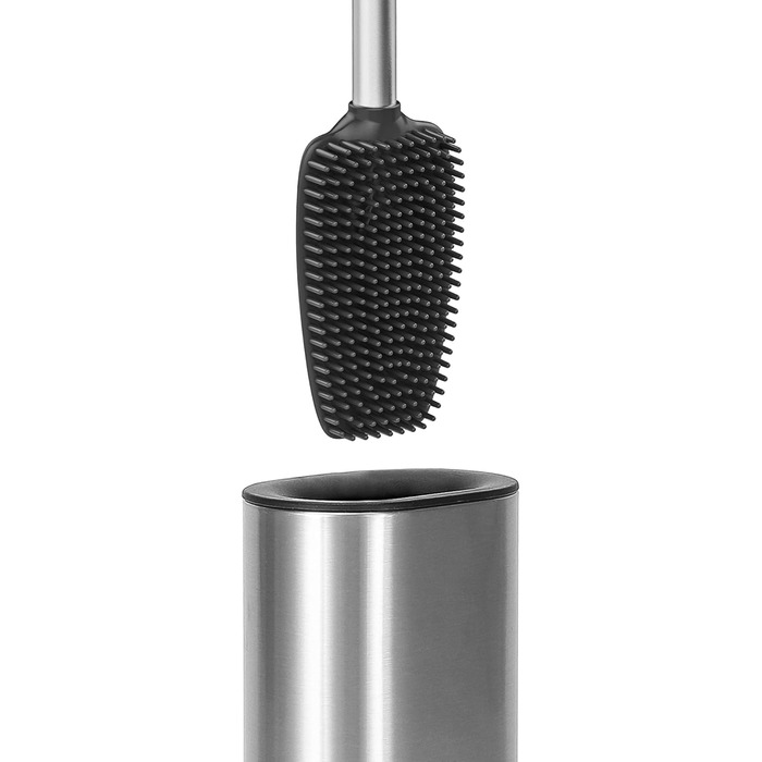 Набір для туалету Weissenstein: щітка з силікону, тримач з нержавіючої сталі, без свердління, чорний