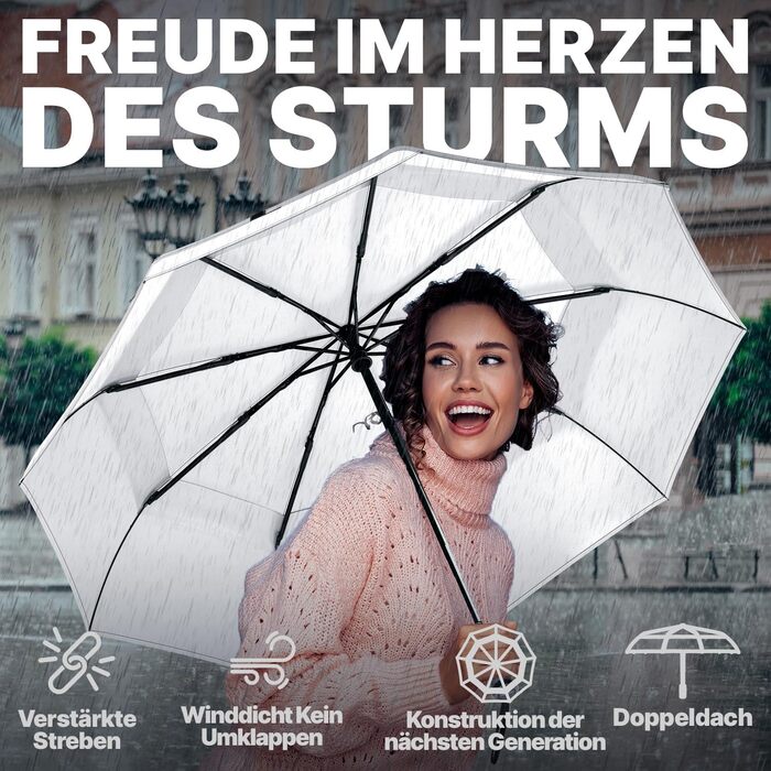 Чоловічий та жіночий парасолька Royal Walk: стійкий до вітру, автоматичний, з натуральним дерев'яним ручками