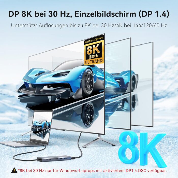 Док-станція USB-C для ноутбука: 2 монітори 4K HDMI, DP, Ethernet, 4 USB, 100W PD, SD/TF, Audio/Mic (15 в 1)