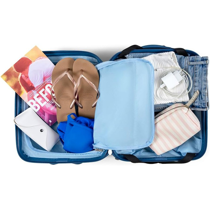 Чемодан ручної поклажі CarryOn Skyhopper з жорстким корпусом 55x35x20 см - Легкий ручний багаж TSA, подвійні колеса (Блакитний, Mini)