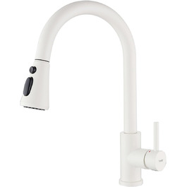 Кухонний змішувач з висувною лійкою, 3 режими, поворотний 360°, високий тиск, для кухні, матовий золотий (білий)