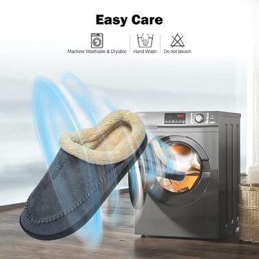 Тапочки чоловічі Miqieer з піною пам'яті, теплі зимові плюшеві домашні тапочки (45/46 EU, 570 Blaugrau)