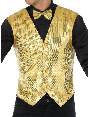 Чоловіча жилетка з паєтками Smiffys для Хелловіну, чорна, розмір S (34-36)