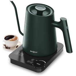 Paris Rhone Swan Neck Electric Kettle - 0.9L Temperature Control Kettle with Display, Knob, and 24-Hour Keep Warm Function - Dark Green