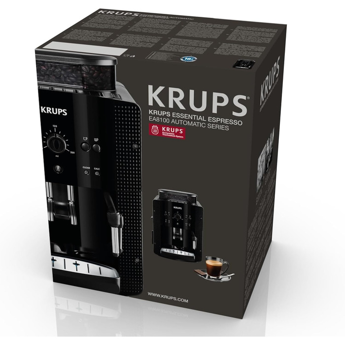 Krups Arabica Picto Fully Automatic Coffee Machine, Milk Frother, 2-Cup Function, Rotary Control, Easy Cleaning, Coffee Machine, Black, EA810870 Black Single