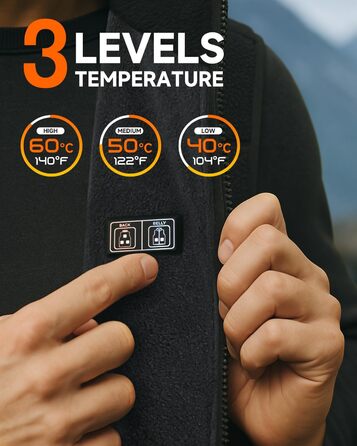 Обогреваемый жилет LABCOOL для мужчин и женщин - флисовый жилет з USB-живленням (10000mAh Powerbank), 6 зон обігріву, 3 температурні режими, машинне прання, XL, чорний