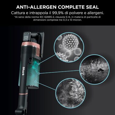 Shark Stratos акумуляторний бездротовий пилосос PowerFins Plus, 60 хв роботи, CleanSense IQ, антизаплутування волосся, насадки для щілин та різних поверхонь, рожево-антрацитова колірна гамма, IZ400EU Stratos, без насадки для тварин