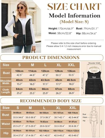 Жіноча тепла степкова жилетка Yuson з капюшоном, без рукавів, чорна XXL