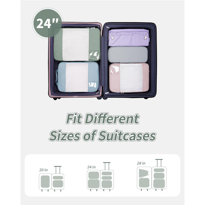 Набір органайзерів для валізи Narwey (5 шт.) - компресійні куби для подорожей, аксесуари для валізи