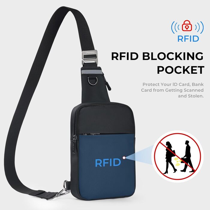 Сумка на груди Broadream: водонепроникна нагрудна сумка, чорна - для чоловіків та жінок, RFID-захист, для спорту та туризму