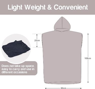 Surf Poncho Hooded Changing Towels Quick Dry Beach Change Robe for Adults Men Women Waterproof and Sandproof Bathrobe for Surfing Swimming Bathing Oversized Black