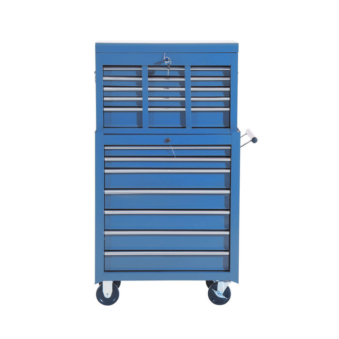 HOMCOM Tool Cart Workshop Cart Rolling Cart 4 Drawers blue, mobile & stable, ideal for garage & workshop