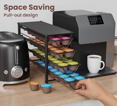 Тримач для капсул Dolce Gusto, 5-ярусний металевий ящик для капсул з тихими направляючими та антиковзними ніжками (56 капсул)