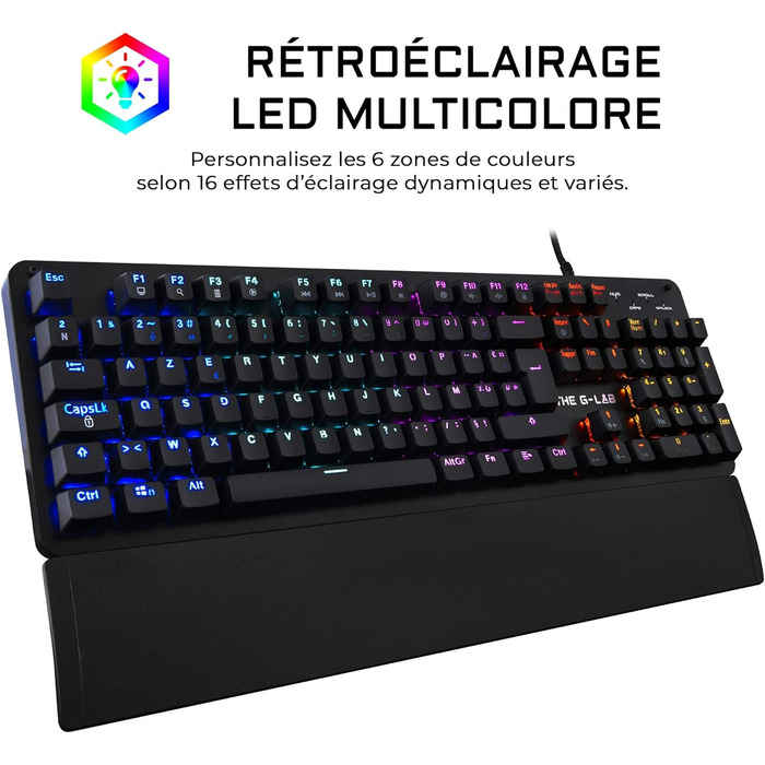 G-LAB Keyz Carbon-E RGB Механічна ігрова клавіатура (синій перемикач) чорна