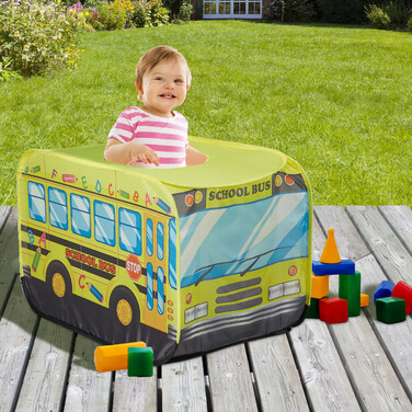 Relaxdays Pop-Up School Bus Play Tent