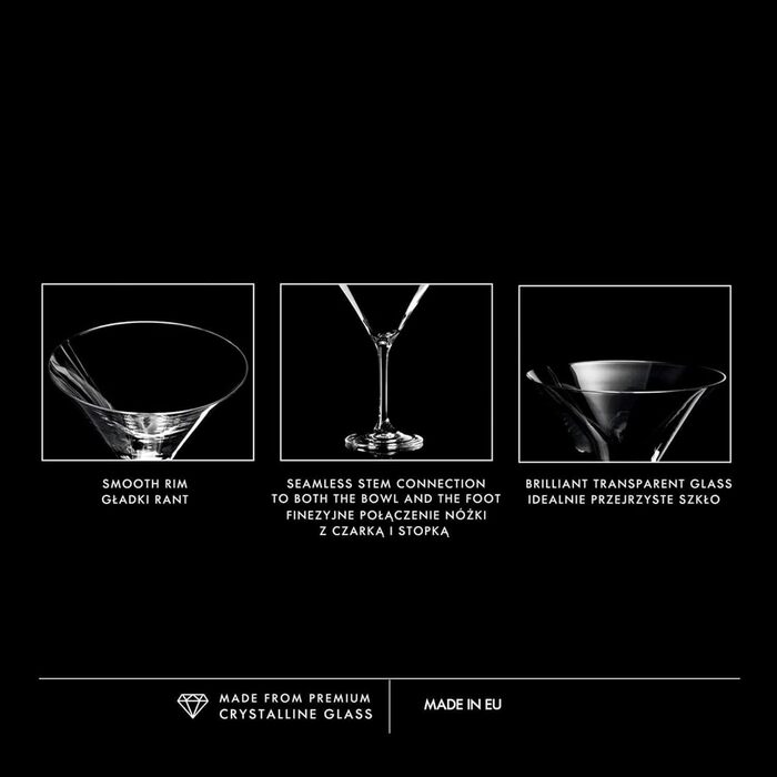 Набір коктейльних склянок Krosno Martini Glass | 6 шт. | 240 мл | Avant Garde | Для дому, ресторанів та свят | Можна мити в посудомийній машині