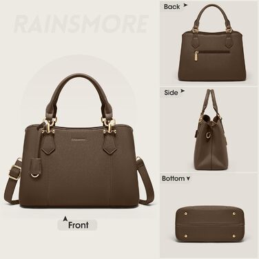 Жіноча сумка RAINSMORE середнього розміру з екошкіри, сумка-тоут на плече, колір кава