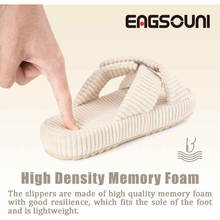 Жіночі домашні тапочки з Memory Foam, зручні, з перехресними ремінцями, антиковзні, для дому та сну, колір бежевий (37/38 EU)