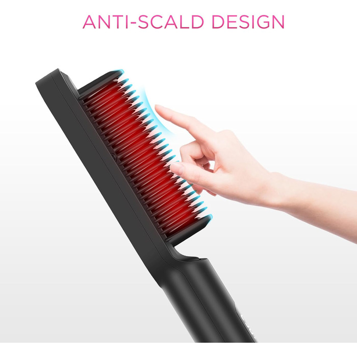 Іонізаційна випрямляюча щітка PARWIN PRO BEAUTY з LED-дисплеєм, захистом від опіків, швидким нагрівом та 4 температурними режимами (чорна)