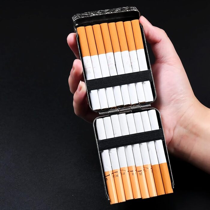 Металеве тютюнотримач преміум-якості з гравіюванням, унісекс, чорний (16 сигарет)