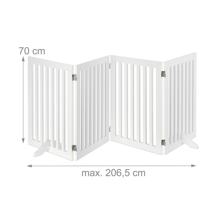 Захисне ворота для собак Relaxdays, 70 x 154 см, розкладне, з ніжками, біле (4 панелі)