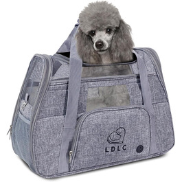 Транспортна переноска для собак та котів PETCUTE, сіра, з м'яким матрацом