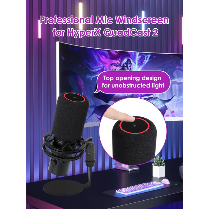 Кріплення для мікрофону HyperX QuadCast та інші - кріплення на стіл з поп-фільтром, сумісне з Blue Yeti, Razer Seiren Mini V3, Fifine AM8, YOUSHARES (XI. QuadCast 2 Windschutz - Dachlos)