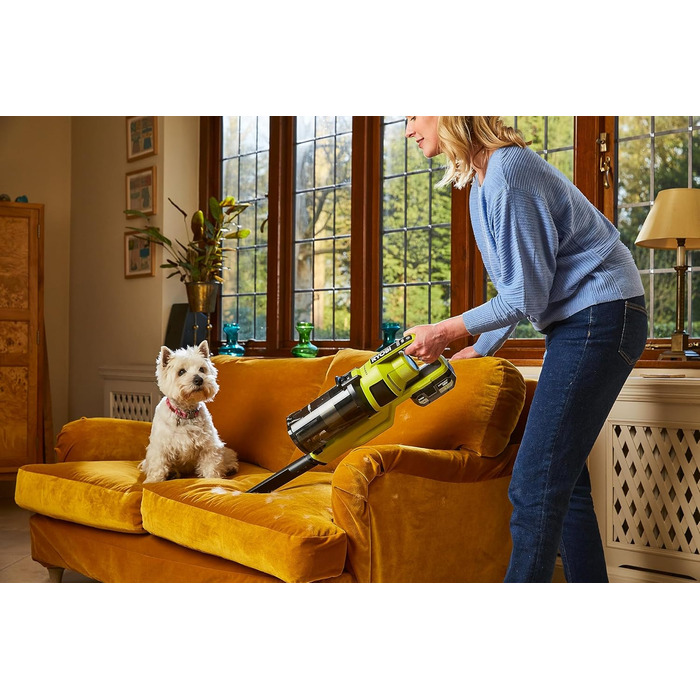 RYOBI 18V акумуляторний пилосос ONE+ Brushless RSV18BL-0 (900 л/хв, 800 мл, без акумулятора та зарядного пристрою), зелений та антрацитовий, 90 AirWatt