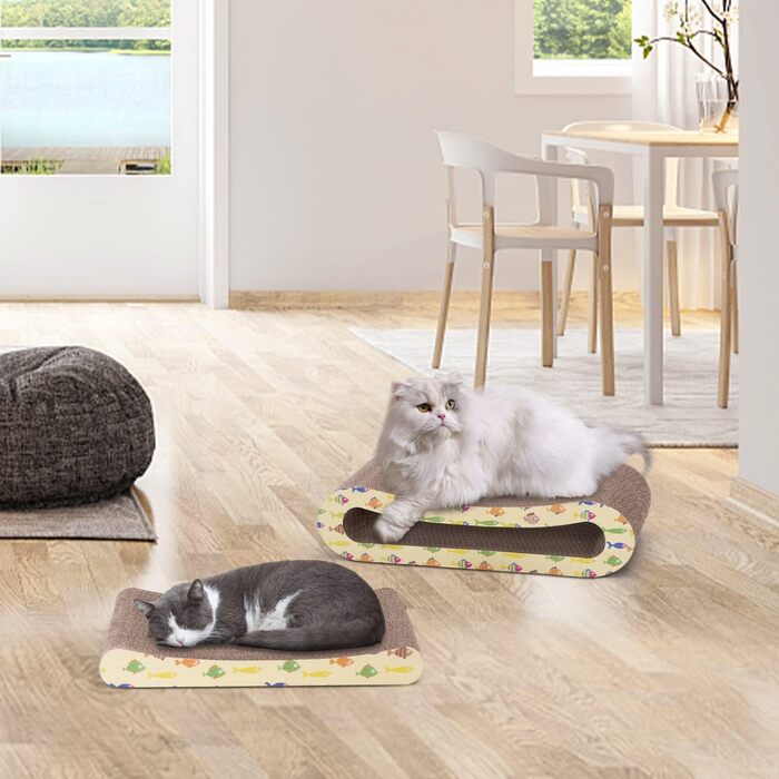2 x Cat Scratch Board Scratch Cardboard for Cats 2 in 1, Cat Scratcher with Catnip, Recyclable Quality Cardboard Scratch Pad, Scratch Pads Double-Sided Available