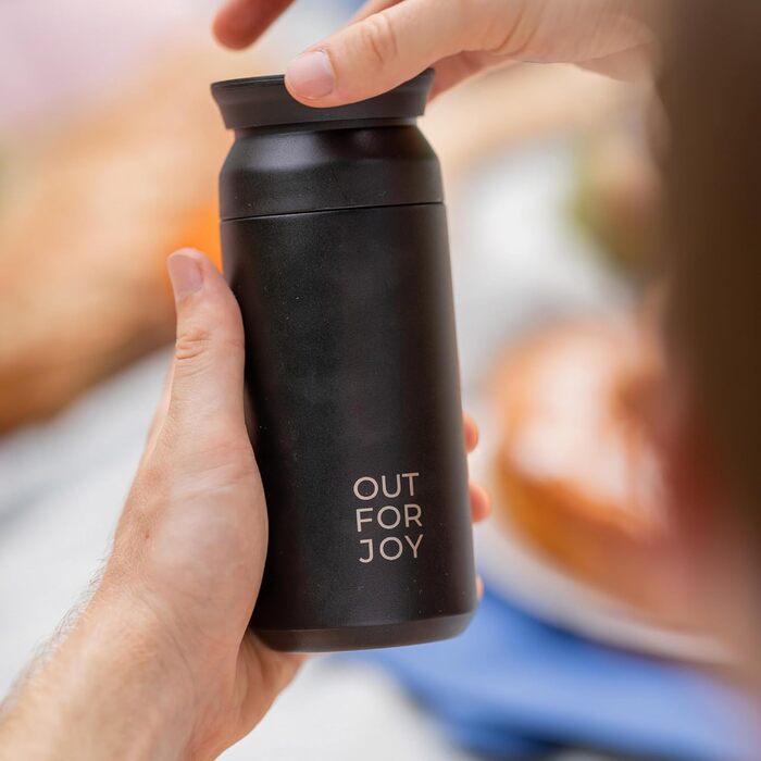 Термокружка з нержавіючої сталі 350 мл | Термокружка для кави та чаю на винос | З подвійними стінками, ізольована, не протікає | Travel Tumbler | Зберігає тепло 4 години / холод 8 годин (Чорний Midnight)