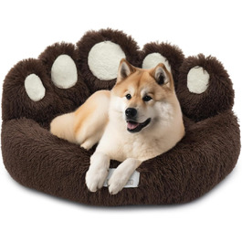 pfoten&nasen® Bear Paw Dog Bed [ ] For Medium-Sized Dogs, Washable Dog Bed, Donut Dog Bed, Round Dog Bed, Fluffy Dog Bed, Dog Bed, Donut Dog Bed. (Brown, XL - 105cm)