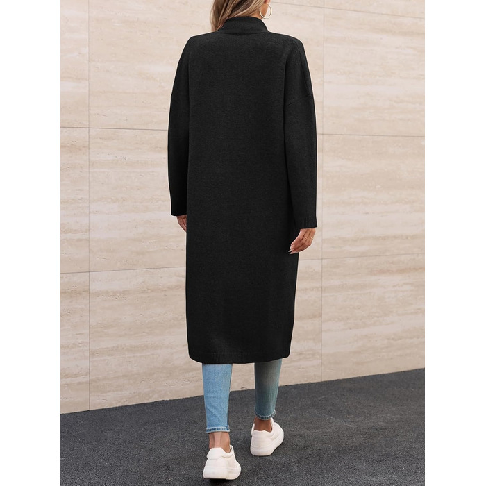 Жіночий кардиган Fisoew: довгий, оверсайз, з довгим рукавом та кишенями. Чорний, розмір M